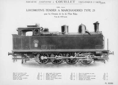 <b>Locomotive-tender à marchandises Type 23</b><br> pour les Chemins de fer de l'Etat Belge<br>Voie de 1435 m/m